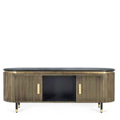 TV Lowboard in Schwarz mit Bronze - Hayato