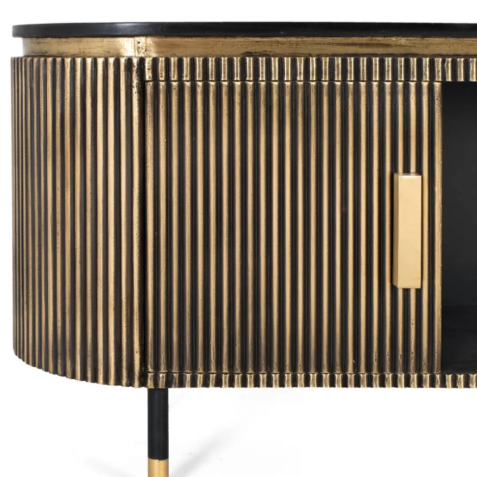 TV Lowboard in Schwarz mit Bronze - Hayato