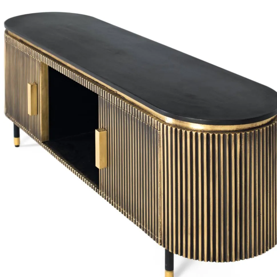 TV Lowboard in Schwarz mit Bronze - Hayato