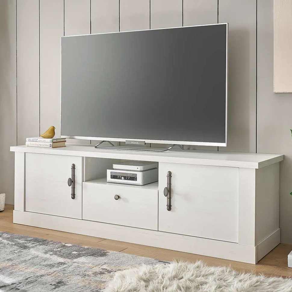 TV Lowboard in weißer Holzoptik Pinie - Liancos