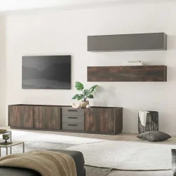 TV Lowboard und zwei Hängeschränke Set - Mundo (dreiteilig)