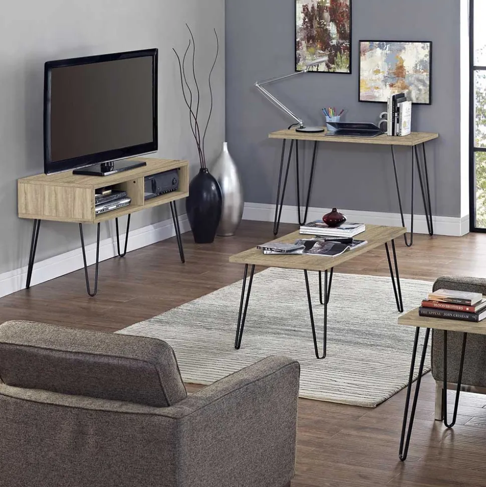 TV Regal in Eiche Holzoptik & Schwarz - Esberg