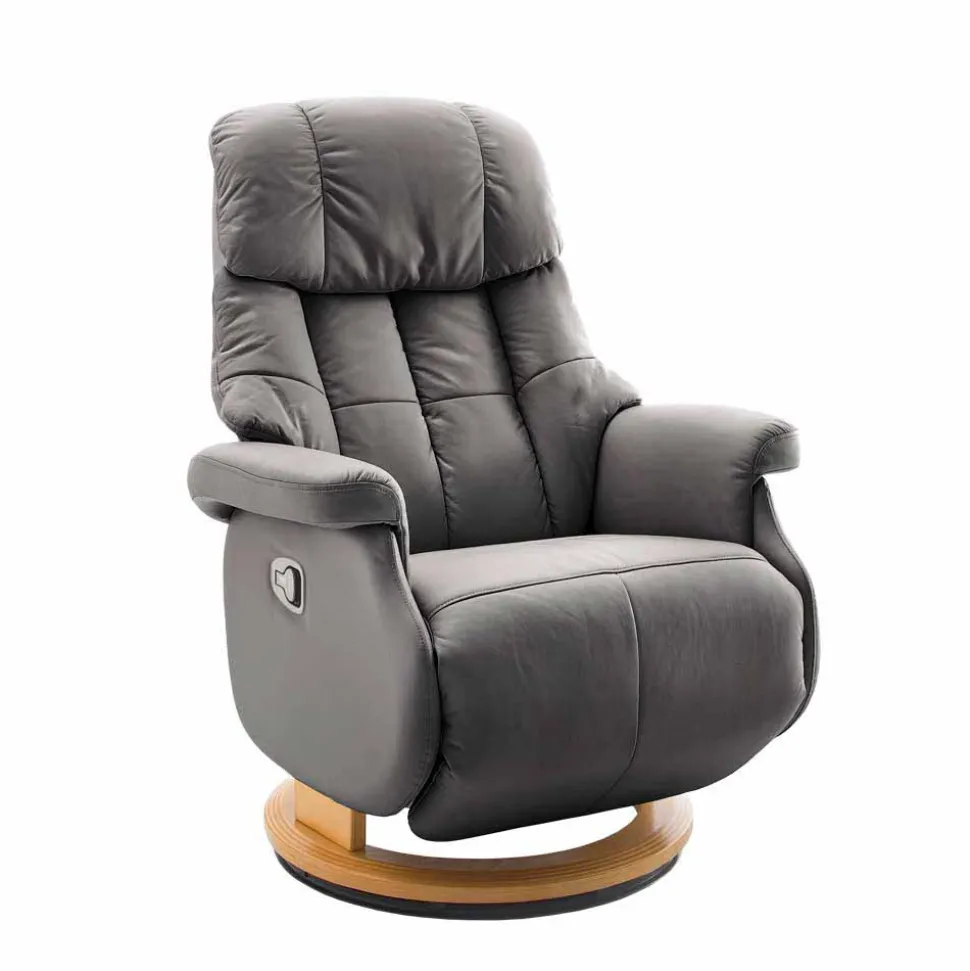 TV Relaxsessel mit Leder Schlammfarben Emia mit Körperdruck verstellbar