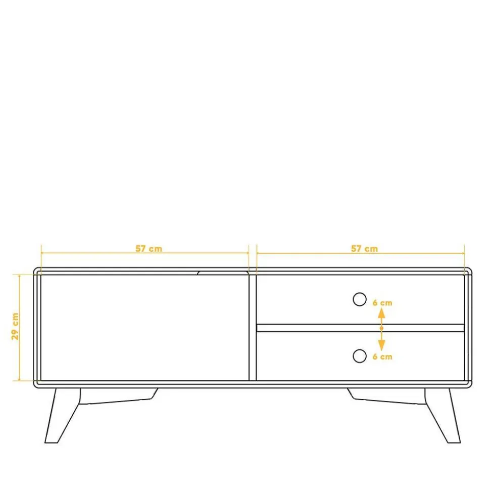 TV Tisch mit Tür & Fächern aus Kernbuche - Junola