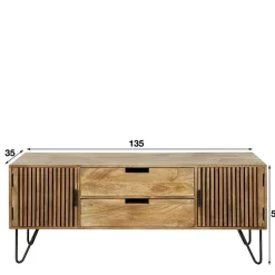 TV Unterschrank aus Mangoholz in Sandfarben - Baina