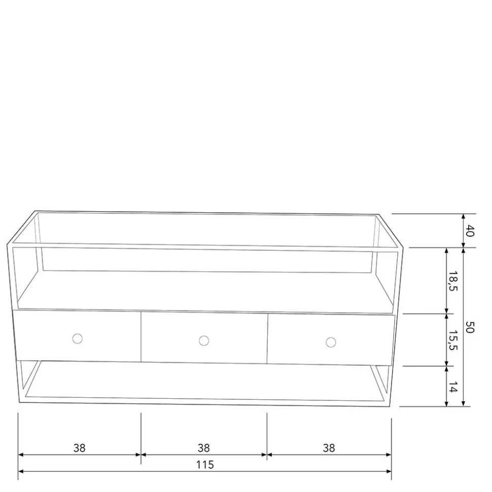 TV Unterschrank in Altmessing Metall - Liviano
