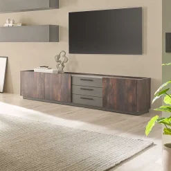 TV Unterschrank in Eiche Dunkel und Anthrazit - Mundo