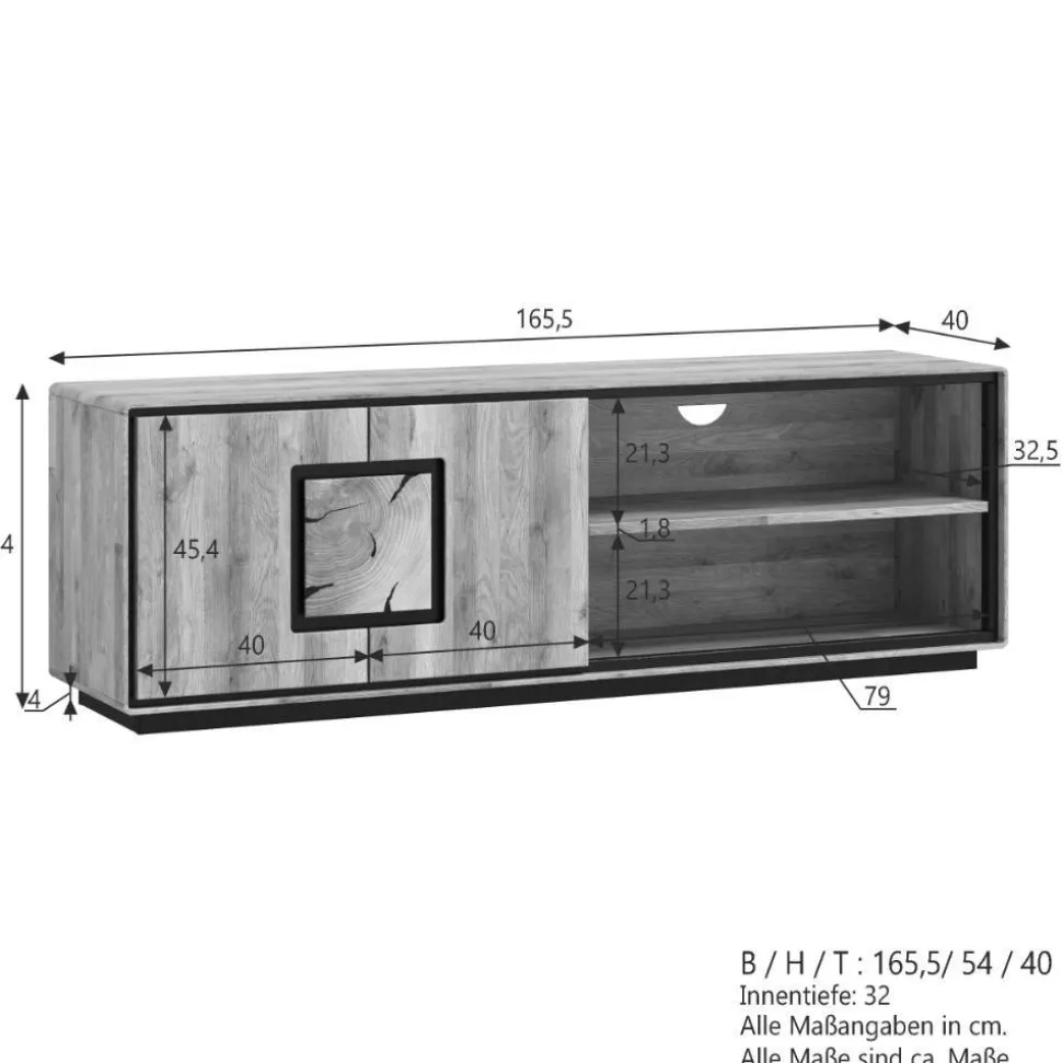 TV Unterschrank mit Hirnholz Applikation - Shipper