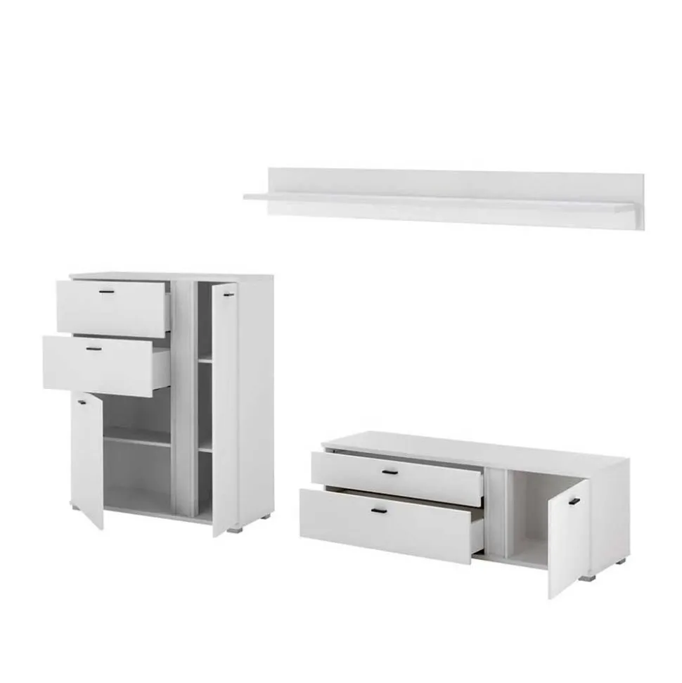 TV Wohnwand beleuchtet Möbelset - Tirol (dreiteilig)