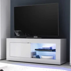 TV Wohnwand in Hochglanz Weiß - Sogno (dreiteilig)