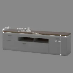 TV Wohnwand in Weiß & Dekor Wildeiche - Caldri (dreiteilig)