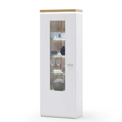 TV Wohnwand in Weiß & Dekor Wildeiche - Caldri (dreiteilig)