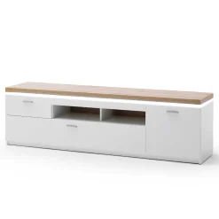 TV Wohnwand in Weiß & Dekor Wildeiche - Caldri (dreiteilig)