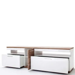 TV Wohnwand in Weiß & Eiche - Icadro (vierteilig)