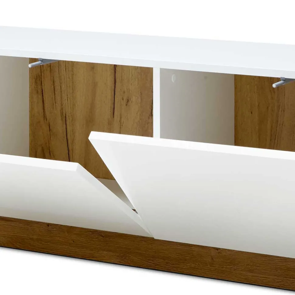 TV Wohnwand in Weiß & Wildeiche - Myrda (vierteilig)