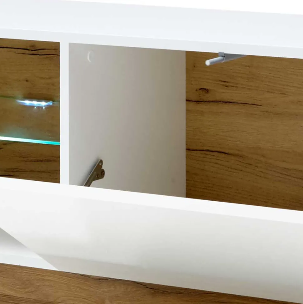 TV Wohnwand in Weiß & Wildeiche - Myrda (vierteilig)