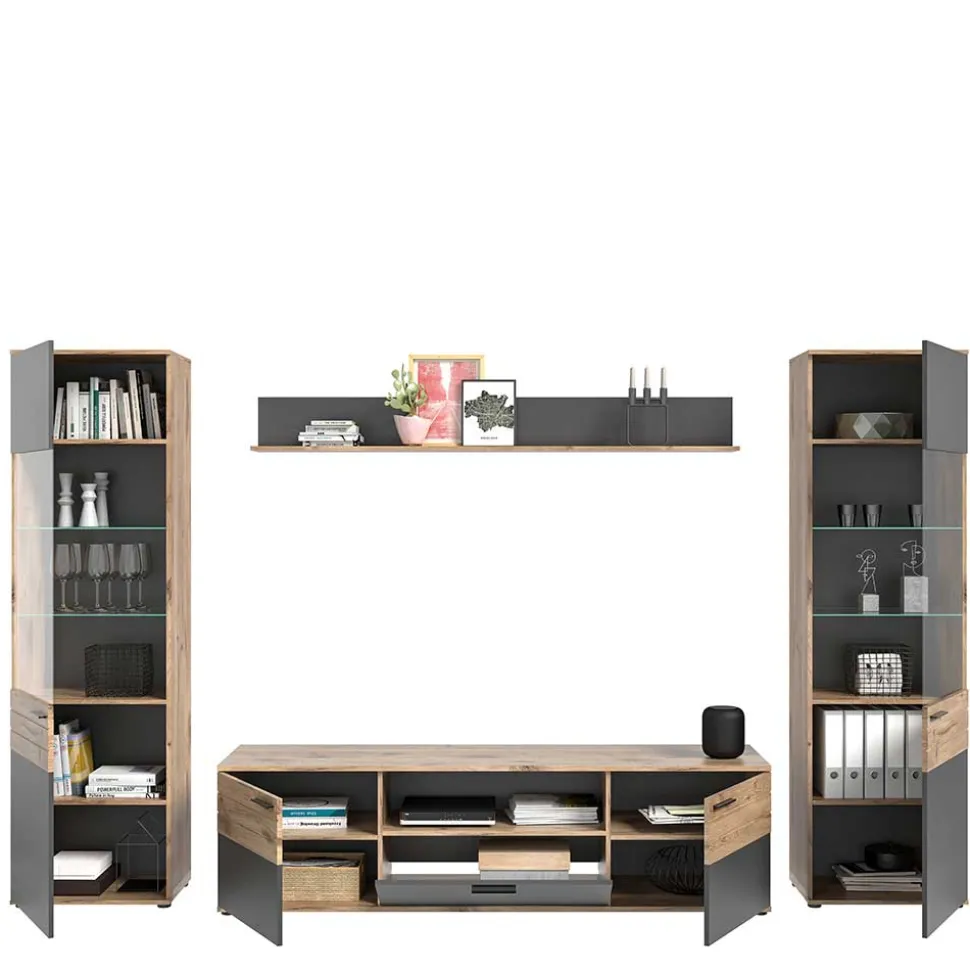 TV Wohnwand Möbel Kombination - Lucios (vierteilig)