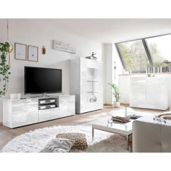 TV Wohnwand Schränke in Weiß - Vascaub (dreiteilig)