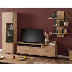 TV Wohnwand Set in Dekor Eiche - Nikdus (dreiteilig)