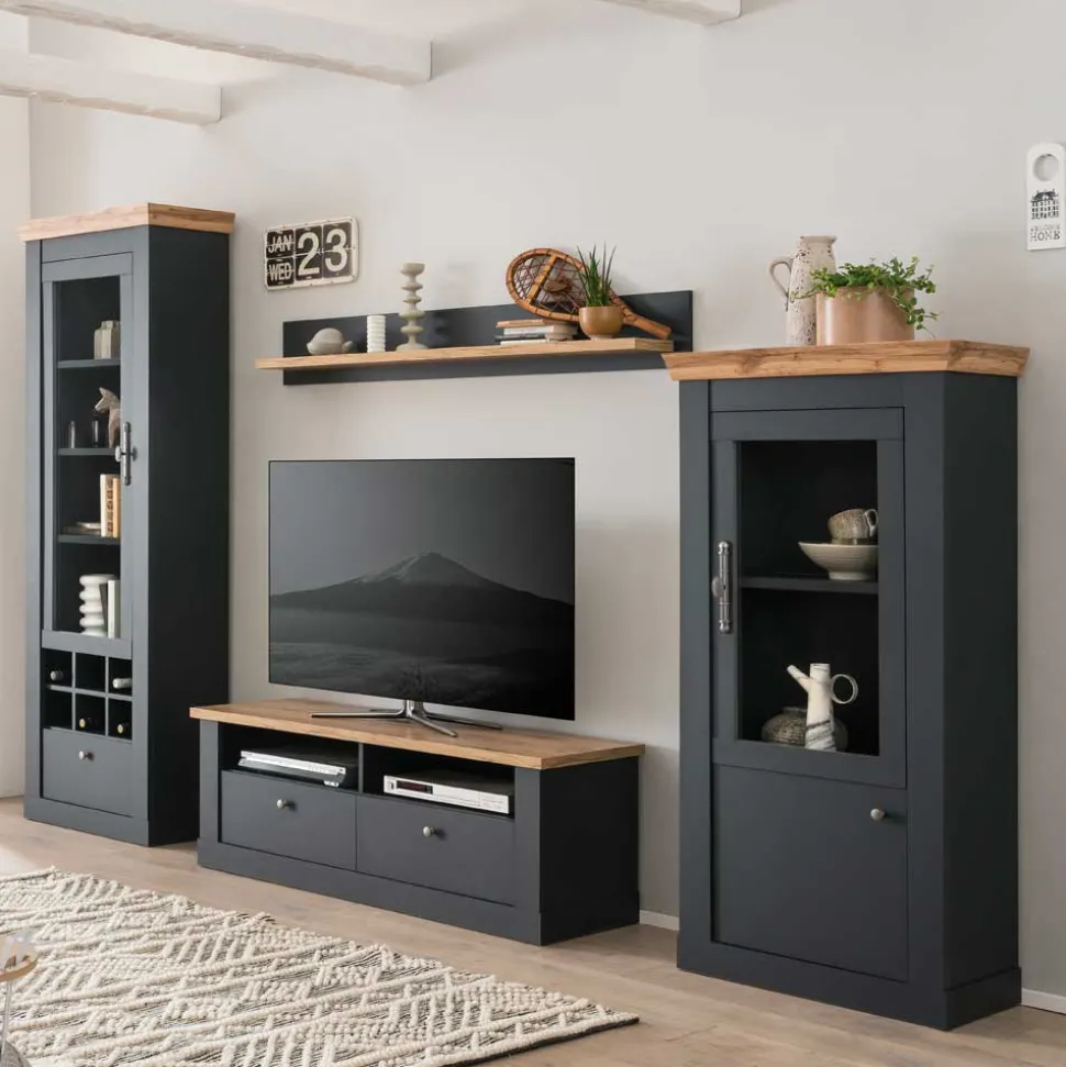 TV Wohnwandmöbel 297 cm breit - Lionel (vierteilig)