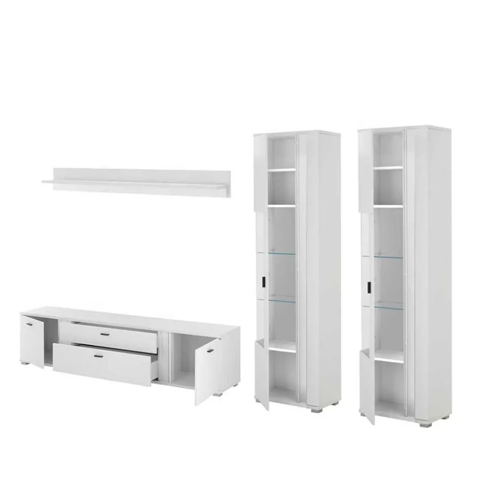 TV Wohnwandmöbel in Weiß Set - Tirol (vierteilig)