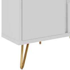 TV-Board für die Ecke in Weiß & Gold - Patinca