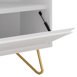 TV-Board für die Ecke in Weiß & Gold - Patinca