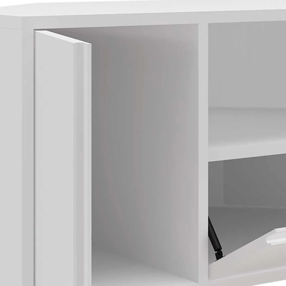 TV-Board für die Ecke in Weiß & Gold - Patinca