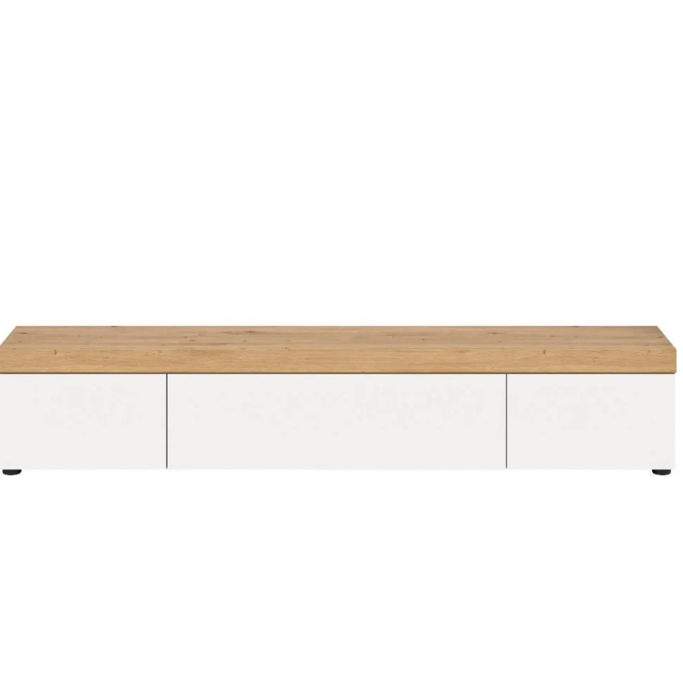 TV-Lowboard in Weiß mit Wildeiche Natur Optik - Emdan