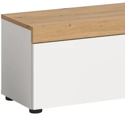 TV-Lowboard in Weiß mit Wildeiche Natur Optik - Emdan