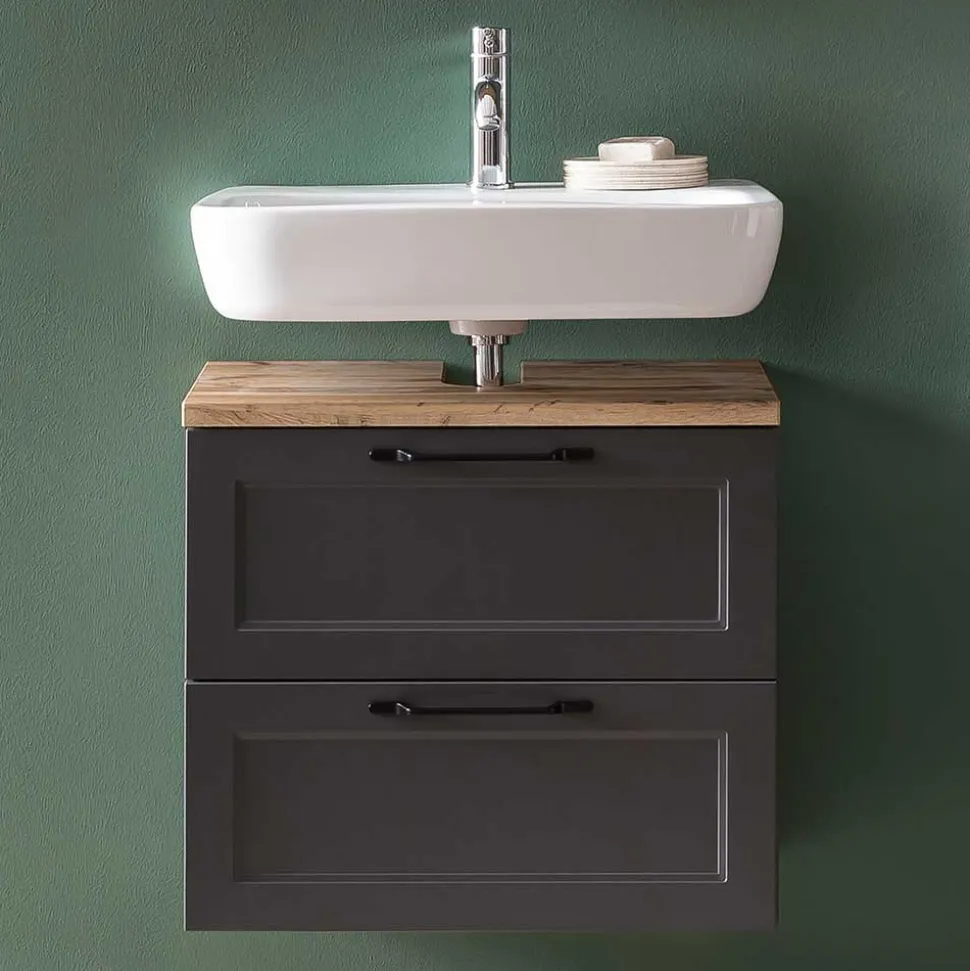 Unterbeckenschrank in Dunkelgrau mit Wildeiche - Novelya