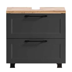 Unterbeckenschrank in Dunkelgrau mit Wildeiche - Novelya