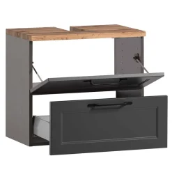 Unterbeckenschrank in Dunkelgrau mit Wildeiche - Novelya