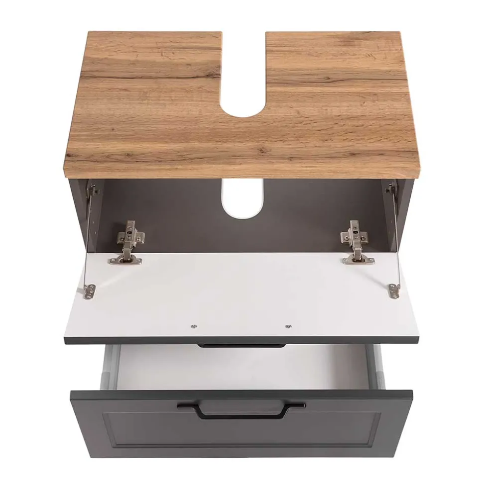 Unterbeckenschrank in Dunkelgrau mit Wildeiche - Novelya