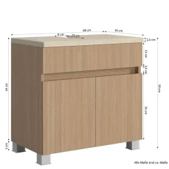 Unterbeckenschrank in Eiche Hell Holzoptik - Vibulam