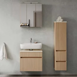 Unterbeckenschrank in Eiche Hell Holzoptik - Vibulam