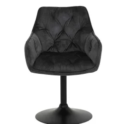 Velours Armlehnenstuhl in Grau - drehbar - Empria (2er Set)