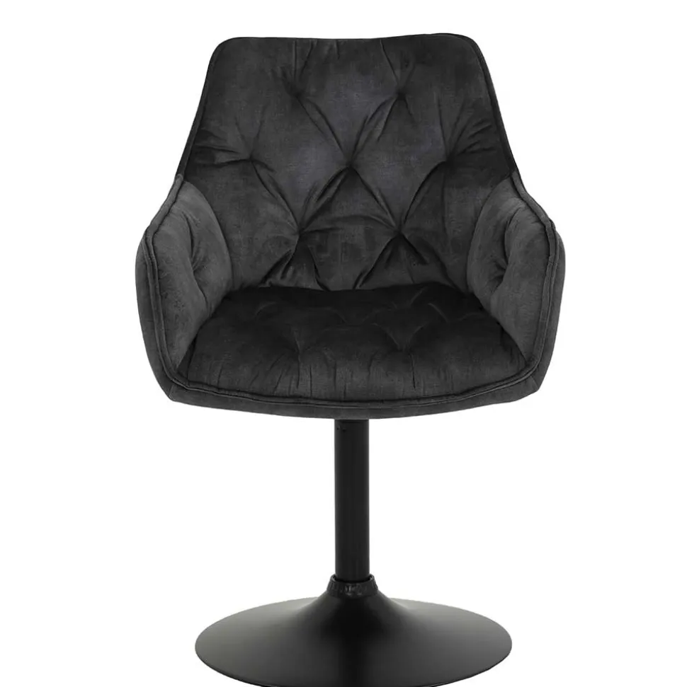 Velours Armlehnenstuhl in Grau - drehbar - Empria (2er Set)