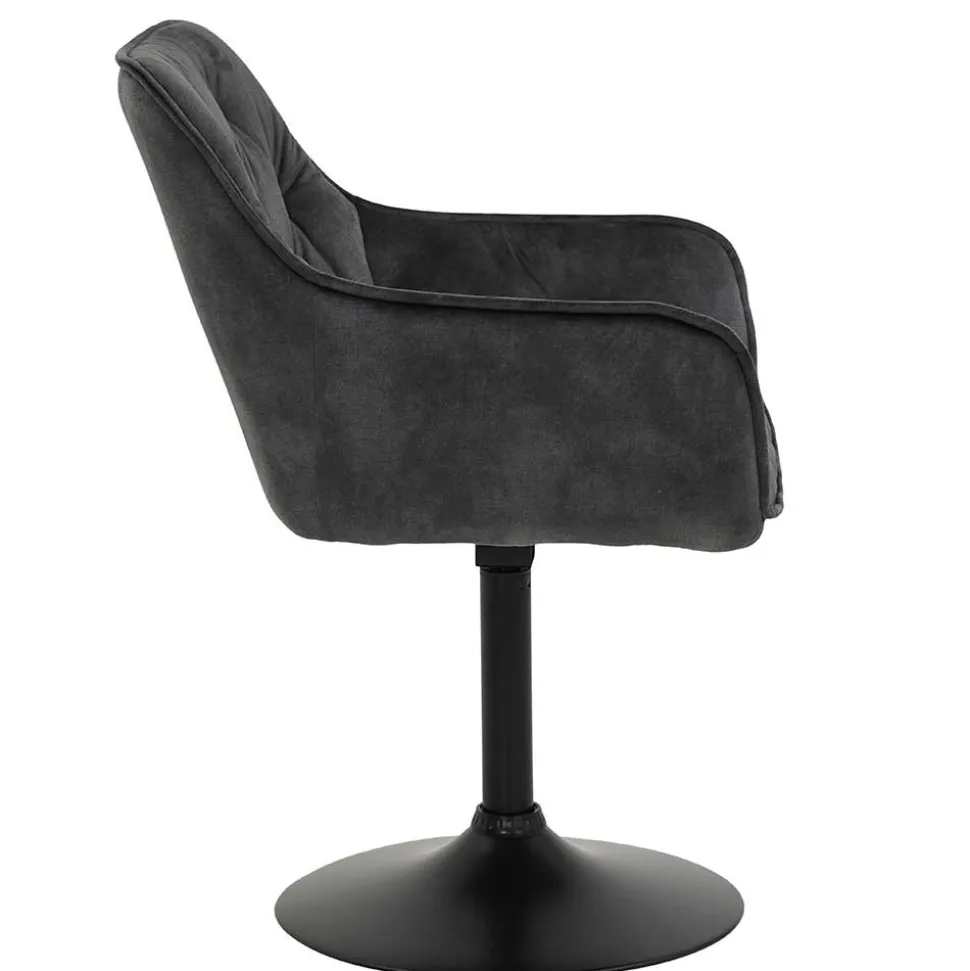 Velours Armlehnenstuhl in Grau - drehbar - Empria (2er Set)