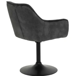 Velours Armlehnenstuhl in Grau - drehbar - Empria (2er Set)