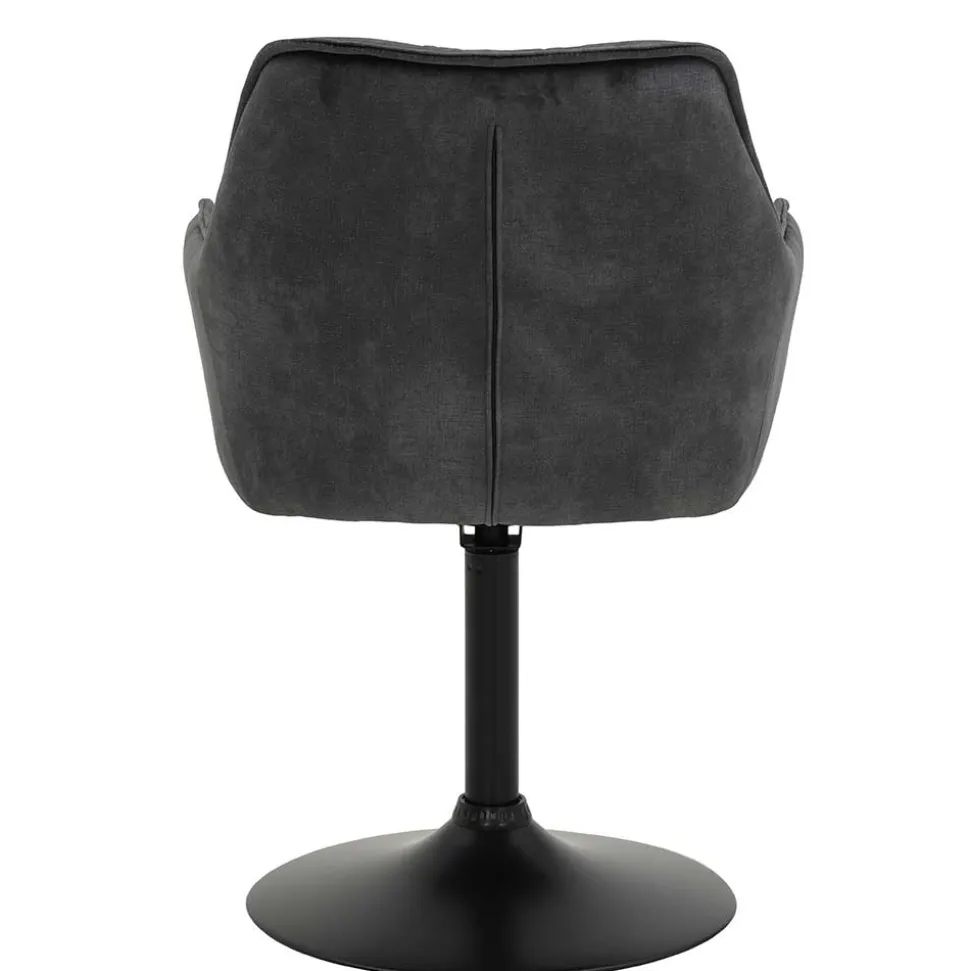 Velours Armlehnenstuhl in Grau - drehbar - Empria (2er Set)