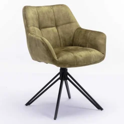 Velours Armlehnenstuhl in Oliv Grün - Sagavi (2er Set)