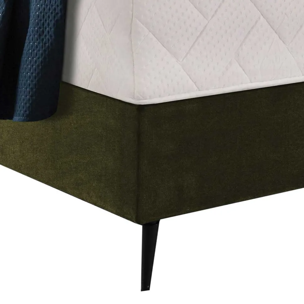 Velours Boxspringbett in Oliv Grün - Prudenca