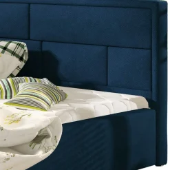 Velours Doppelbett in Dunkelblau - Liony