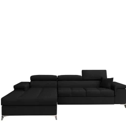 Velours Ecksofa in Schwarz - Milwaukee