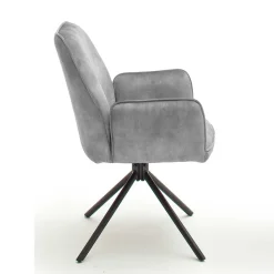 Velours Küchenstuhl mit Armlehnen - Jeremy (2er Set)