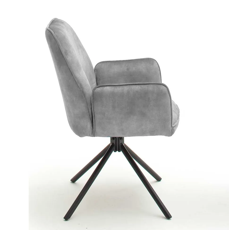 Velours Küchenstuhl mit Armlehnen - Jeremy (2er Set)