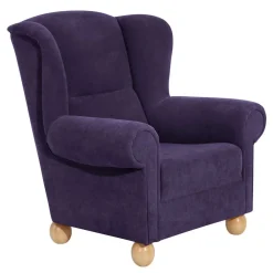 Velours Ohrensessel in Violett - Sotonio
