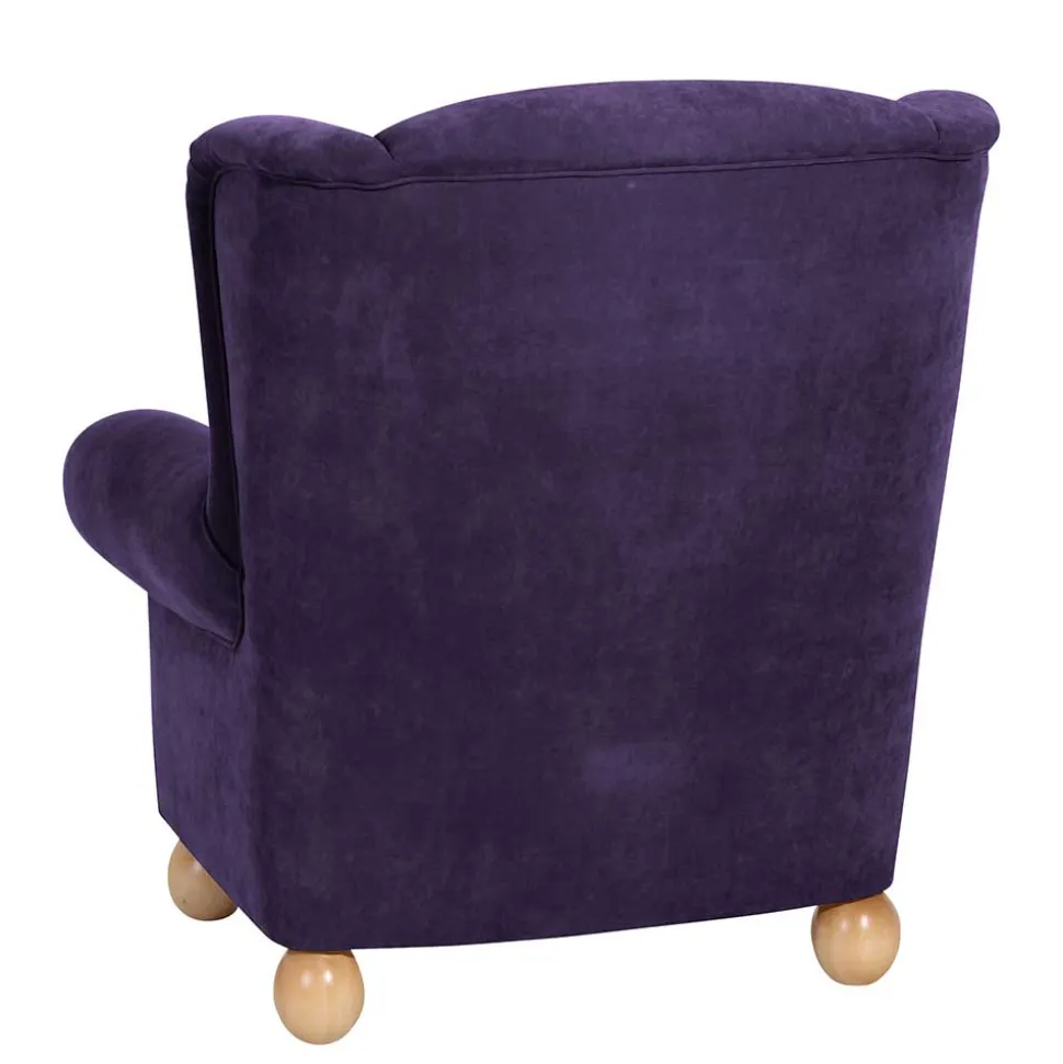Velours Ohrensessel in Violett - Sotonio