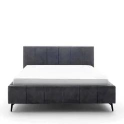 Velours Polsterbett in Anthrazit - Laterna
